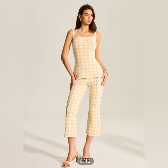 Commense Gingham Print Pants Set - Butter Yellow 🌻 - Picture 6 of 7